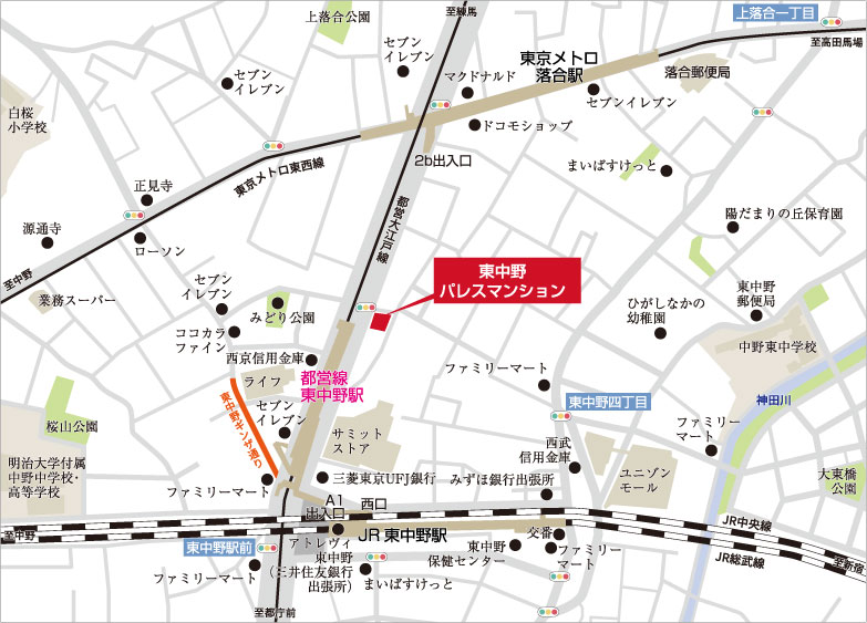 東中野パレスマンションロケーションマップ